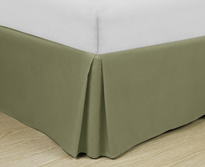 Cathay Home Queen Bed Skirt, 14" Drop Dust Ruffle, Blue Fog
