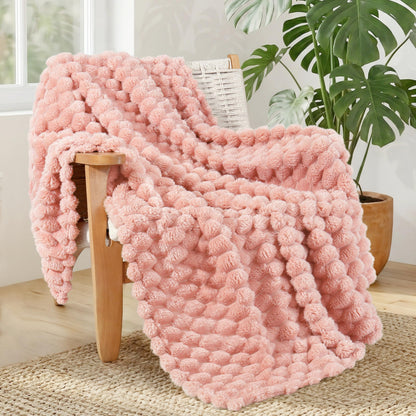 Whale Flotilla Soft 3D Jacquard Fleece Throw Blanket for Couch & Bed, Ivory