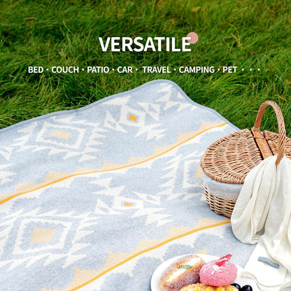 ACUSHLA Merino Wool Camping Blanket Warm Outdoor Travel Throw,Morocco Grey