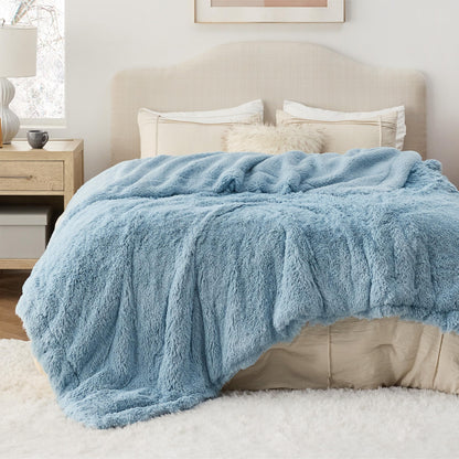 Bedsure Faux Fur Fluffy Fleece Sherpa Blanket Couch Throw Grey 50"x60"
