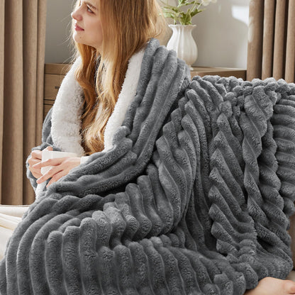 Bedsure Soft Sherpa Blanket Fluffy Throw Gift Beige 50"x60"