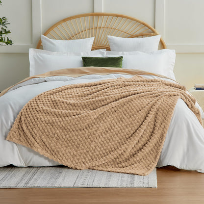 EXQ Home Turtle Shell Throw Blanket Beige for Couch Gentle Soft Fleece