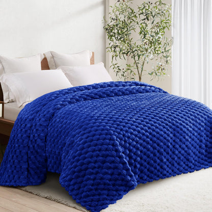 Whale Flotilla Soft 3D Jacquard Fleece Throw Blanket for Couch & Bed, Ivory