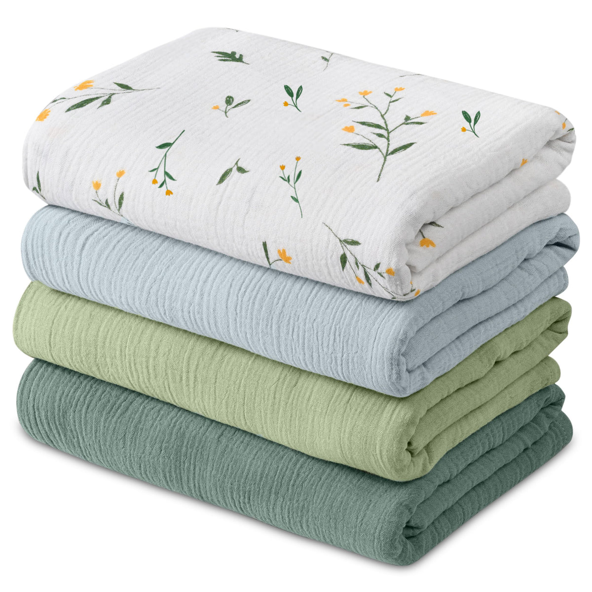 GLLQUEN BABY Muslin Swaddle Blankets for Newborn Boys, Large 40''x38''