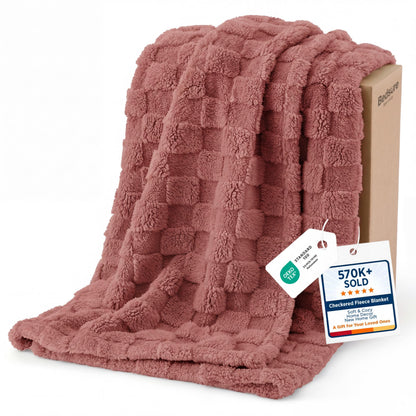 Bedsure Checkered Fleece Throw Blanket,Cute Home Decor,Sage Green,50"×60"