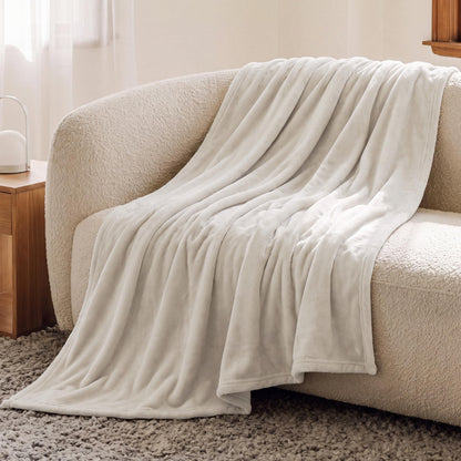 Bedsure GentleSoft Fleece Blankets Queen Size Cream - Birthday Gifts for Women Bed Blanket Soft Lightweight Plush Fuzzy Cozy Luxury Microfiber, Home Room Decor Gifts, 90x90 inches