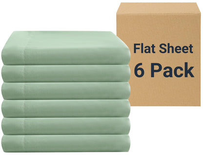 ZPECC Twin Flat Sheets Only White 6 Pack, Color-Coded Hem Threads