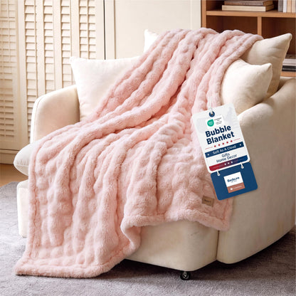 Bedsure Cloud Bubble Blanket, Soft Cozy Throw, Off White, 50"×60"