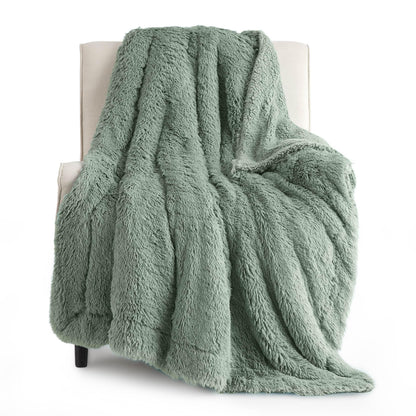Bedsure Faux Fur Fluffy Fleece Sherpa Blanket Couch Throw Grey 50"x60"