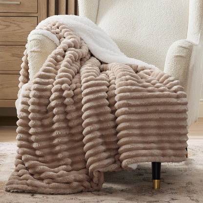 Bedsure Soft Sherpa Blanket Fluffy Throw Gift Beige 50"x60"