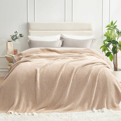 Snuggle Sac Buttery Ivory Throw Blanket for Couch, Reversible Super Soft Knitted Blankets, Warm Cozy Knit Fuzzy Plush Lightweight Throws Dupes for Sofa, Bed, Picnic, Ivory, 50 x 60 inches