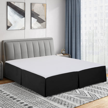 Cathay Home Queen Bed Skirt, 14" Drop Dust Ruffle, Blue Fog