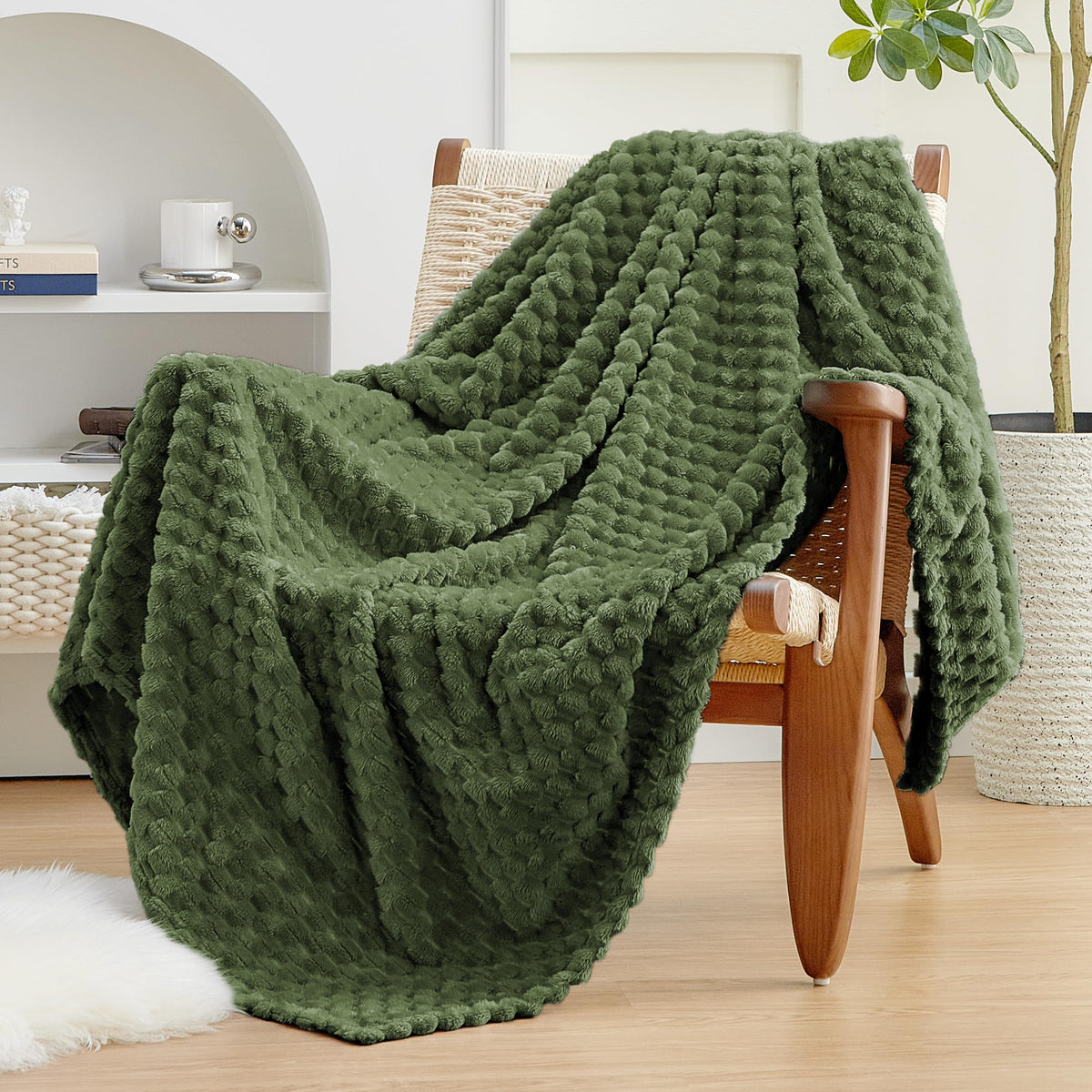 EXQ Home Turtle Shell Throw Blanket Beige for Couch Gentle Soft Fleece