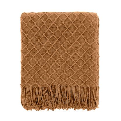 CREVENT Farmhouse Boho Knitted Throw Blanket for Couch Sofa Chair Bed Home Decoration, Soft Warm Cozy Light Weight for Spring Summer Fall (50''X60'' Sage Green)