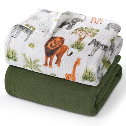 GLLQUEN BABY Muslin Swaddle Blankets for Newborn Boys, Large 40''x38''