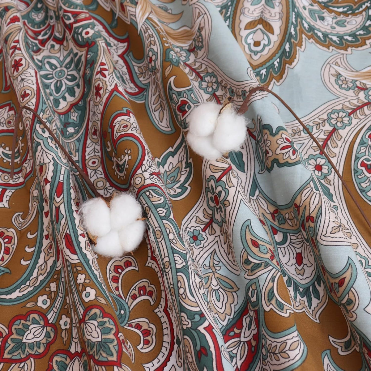 Soft Cotton Bedding Sheets for Home Brown Pattern Printed Queen Flat Sheets Only Luxury Breathable Top Sheet Machine Wash
