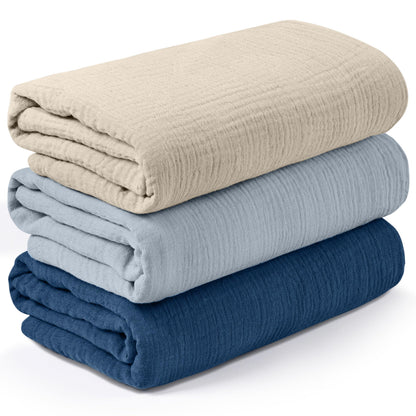 Muslin Swaddle Blankets for Newborn, 3 Pack Breathable Soft Receiving Blanket, Large 38 x 40 inches Swaddle Wrap Burping Clothes, Essentials Infant Shower Items, Toddler Gift (Bright Colors)