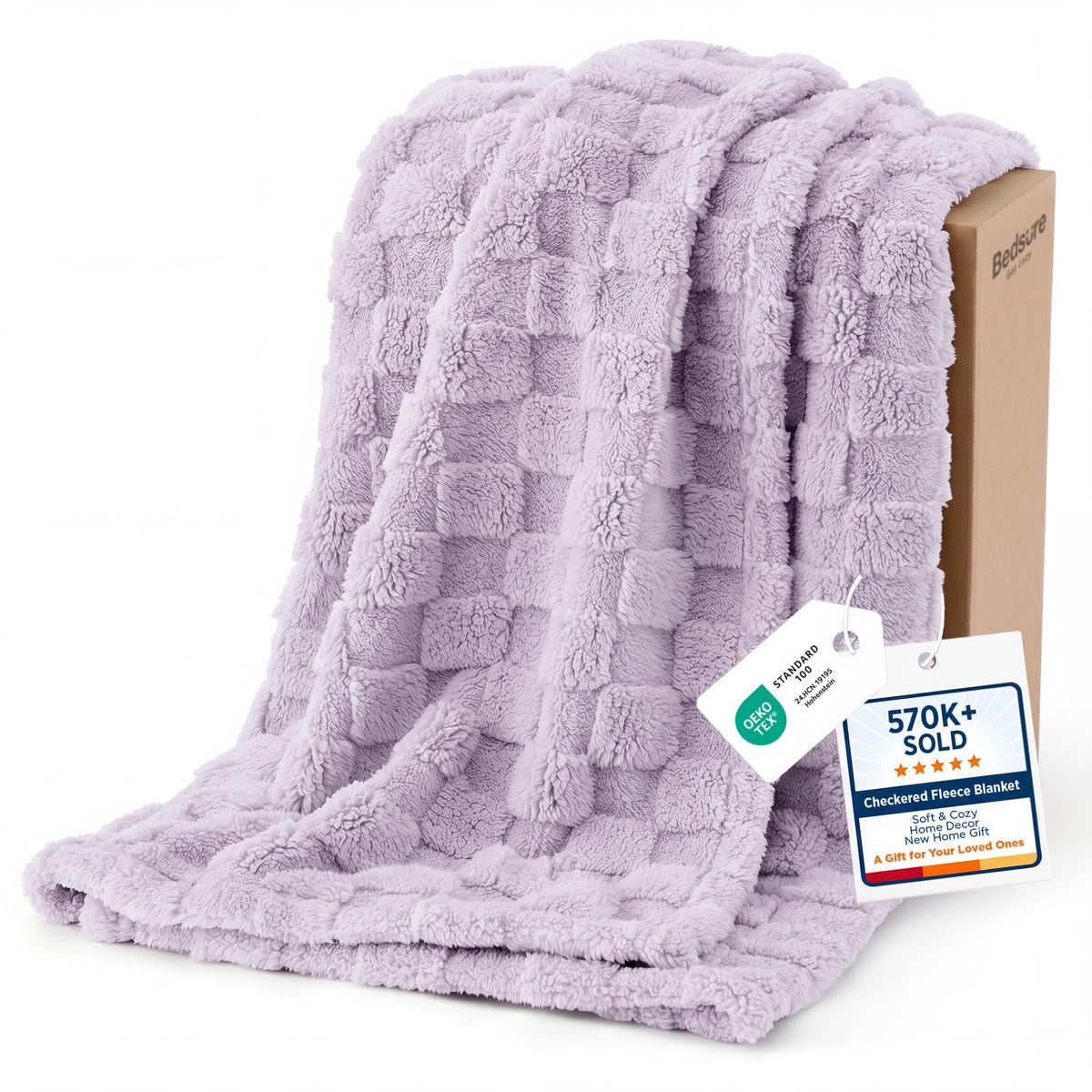 Bedsure Checkered Fleece Throw Blanket,Cute Home Decor,Sage Green,50"×60"