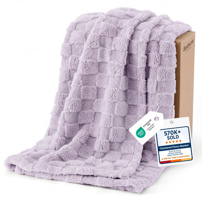 Bedsure Checkered Fleece Throw Blanket,Cute Home Decor,Sage Green,50"×60"