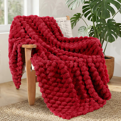 Whale Flotilla Soft 3D Jacquard Fleece Throw Blanket for Couch & Bed, Ivory