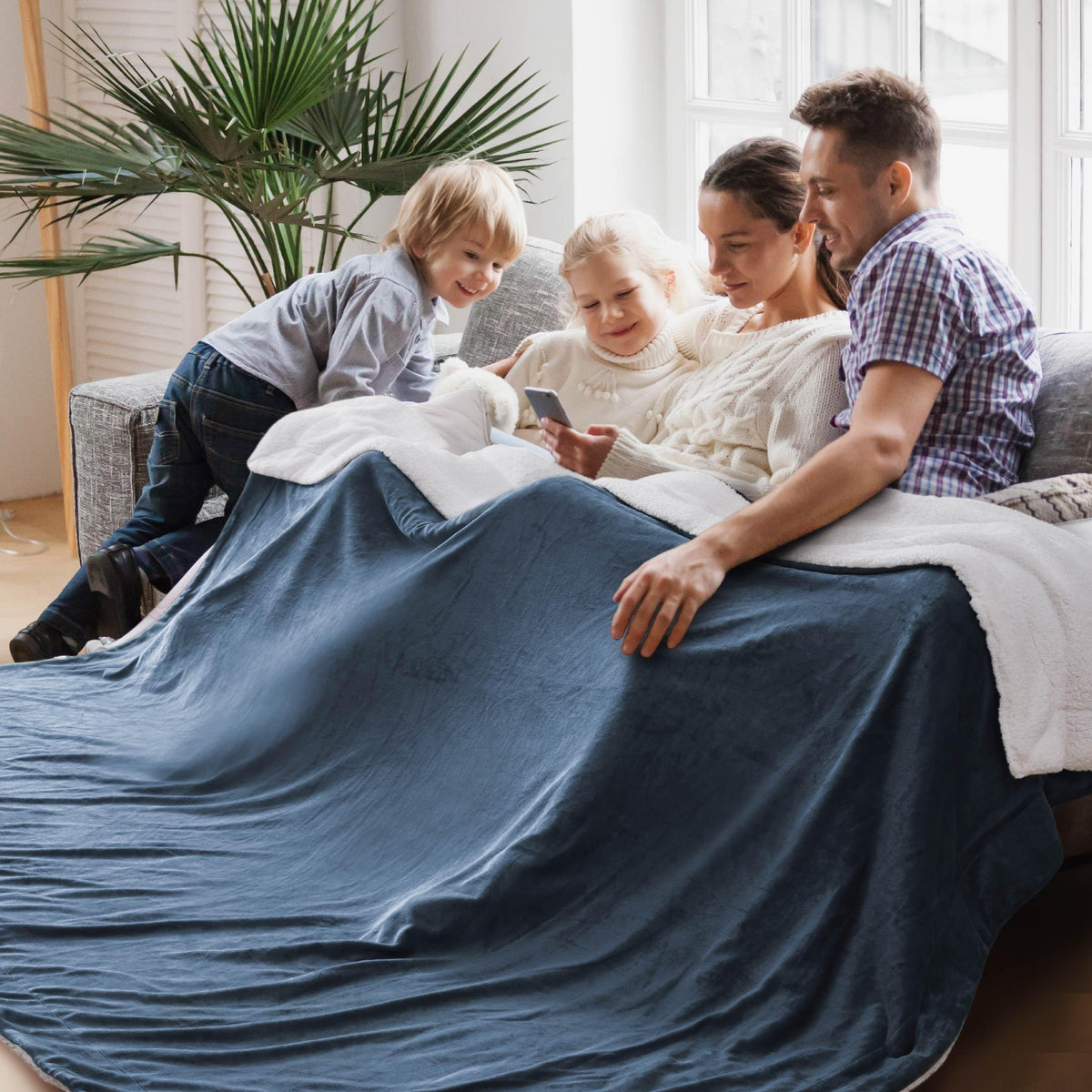 Bedsure GentleSoft Sherpa Fleece Queen Blankets for Bed, Non-Heated, Thick and Warm Throw for Women and Men, Soft Fuzzy Plush Comfort Queen Blanket for Winter, Grey, 90x90 Inches