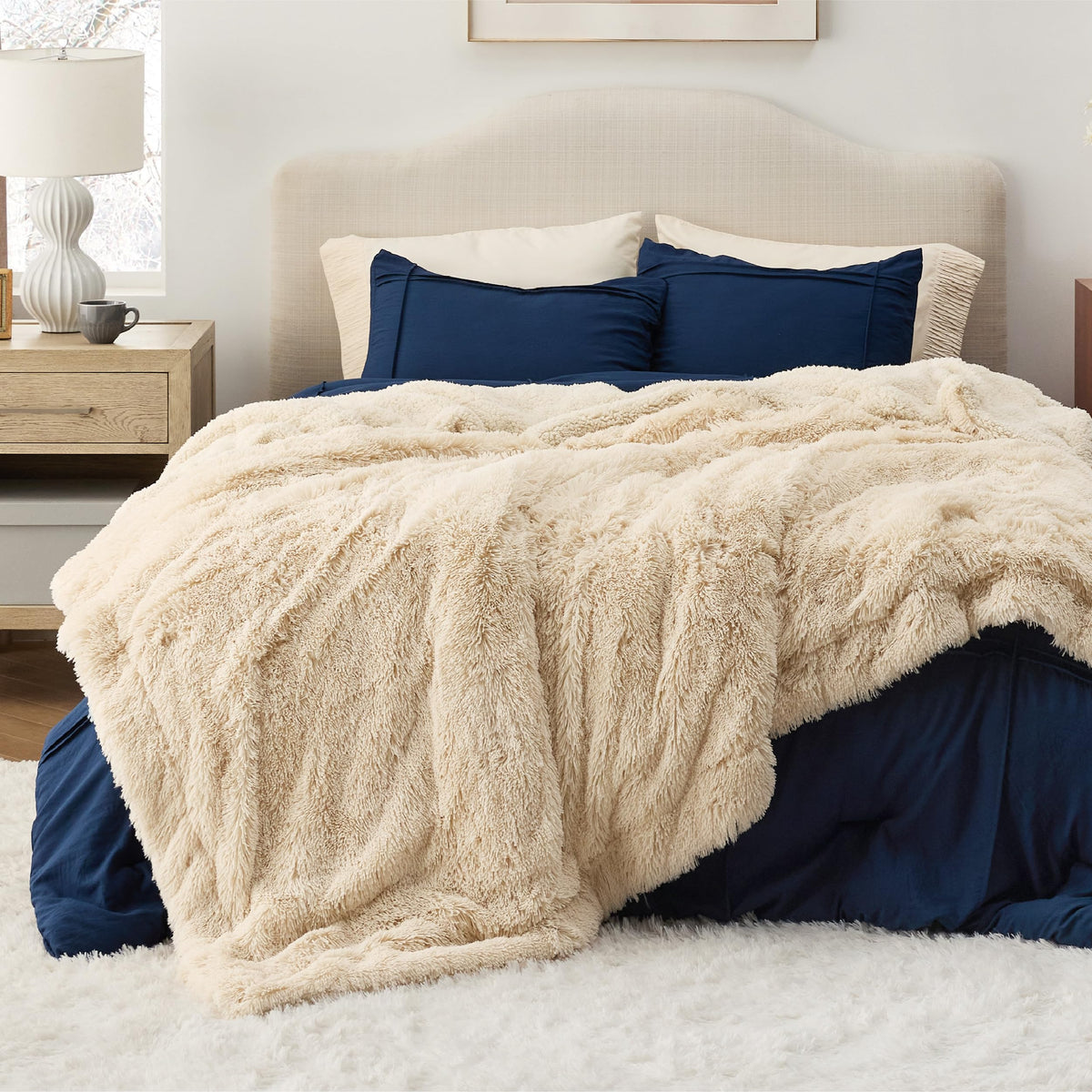 Bedsure Faux Fur Fluffy Fleece Sherpa Blanket Couch Throw Grey 50"x60"