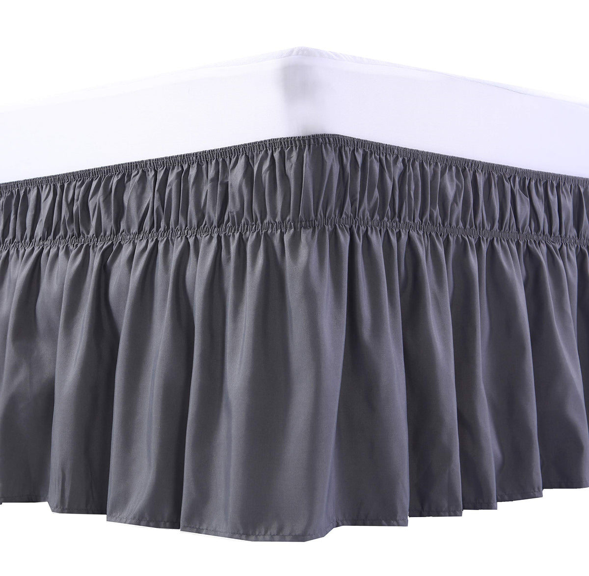 MEILA Wrap Around Elastic Bed Skirt for Queen & King Beds, 16" Drop, Beige