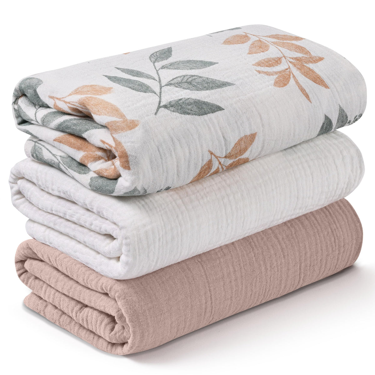 Muslin Swaddle Blankets for Newborn, 3 Pack Breathable Soft Receiving Blanket, Large 38 x 40 inches Swaddle Wrap Burping Clothes, Essentials Infant Shower Items, Toddler Gift (Bright Colors)