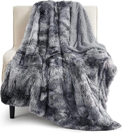 Bedsure Faux Fur Fluffy Fleece Sherpa Blanket Couch Throw Grey 50"x60"