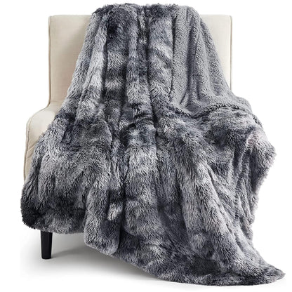 Bedsure Faux Fur Fluffy Fleece Sherpa Blanket Couch Throw Grey 50"x60"