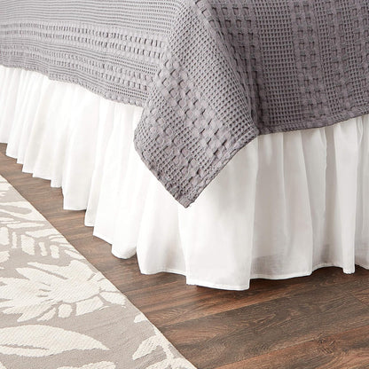 Greenland Home Fashions Cotton Voile Bed Skirt, Lined, White, Queen 18-inch L