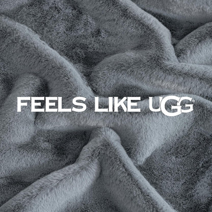 UGG Euphoria Throw Blanket, Plush Faux Fur Blanket, 50" x 70", Grey Blue