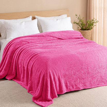 Exclusivo Mezcla Fuzzy Large Fleece Throw Blanket for Couch, Dusty Pink